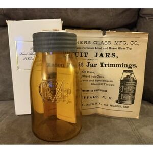 Ball Brothers Amber Buffalo Authentic Reproduction of 1st Ball Jar  New In Box